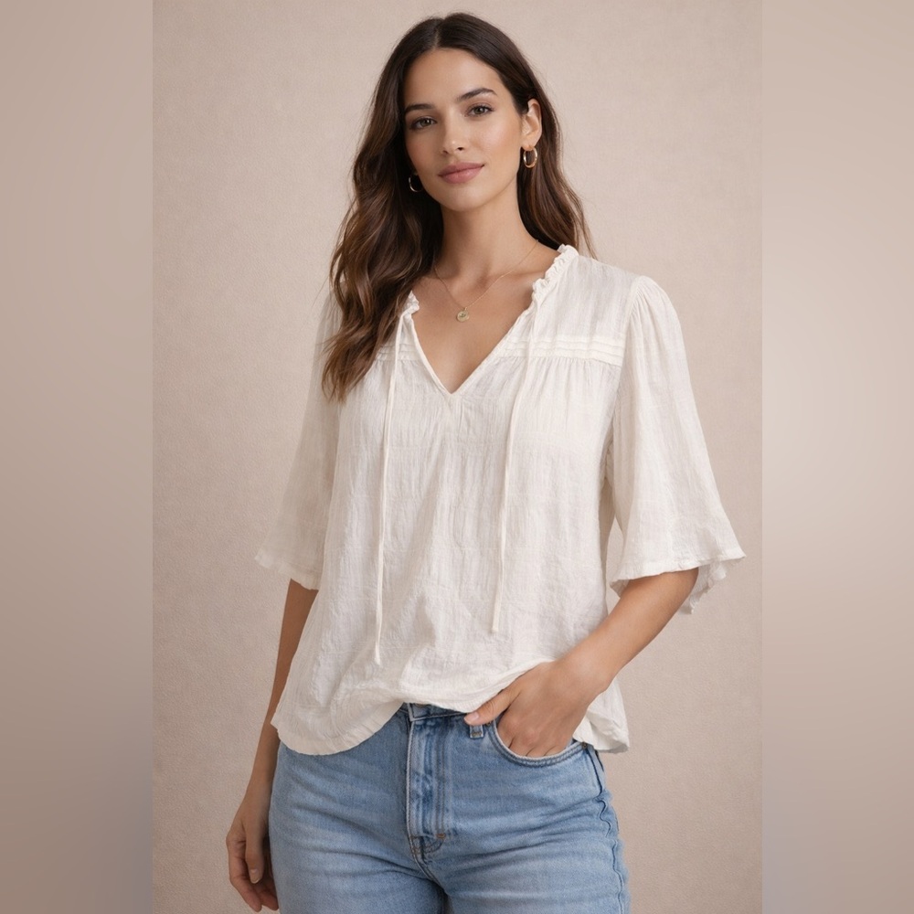 Sanctuary Sweet Memory White Short Sleeve Top Size Medium